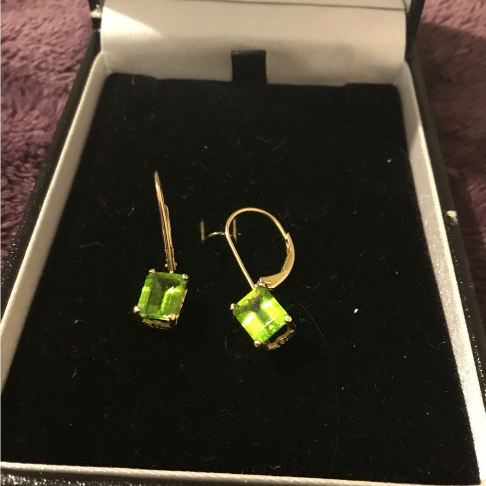 Vintage Real 14K Yellow Gold Gemstone Lever Back Earrings
